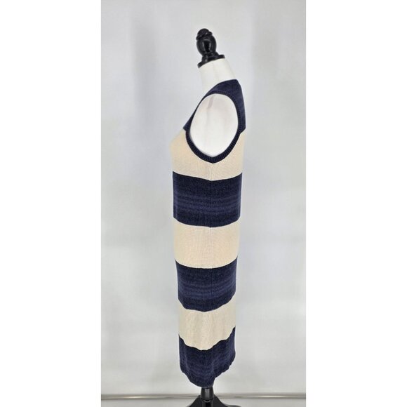 Ralph Lauren Cotton Linen Navy Striped Bodycon Sweater Dress Womens Sz Small - Picture 6 of 8